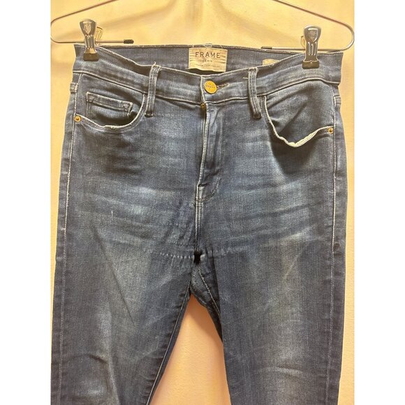 Frame Denim Mid Rise Skinny Jeans In Vintage Blue Wash 29 size L26 - Picture 2 of 15